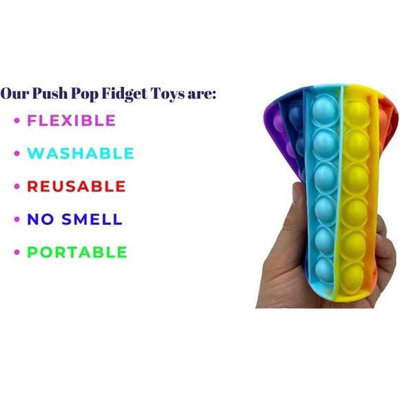 New Square Rainbow Fidget Bubble Push Pop Toy - Picture 4 of 7